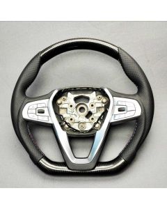 BMW G20/G30/G31/G01/G02 carbon fiber steering wheel with leather trim and flat bottom buy in USA