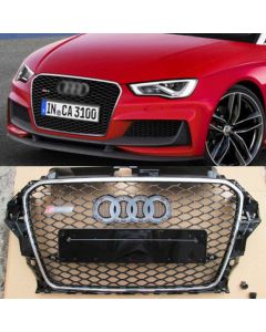 RS3 Chrome Black Front Bumper Radiator Grille for Audi A3 (2012-2015) buy in USA