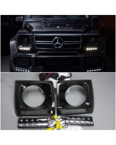 Carbon Fibre Headlight Covers with OEM LED for Mercedes W463 G63 G65 BRABUS Style buy in USA