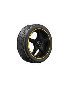 AMG 5-spoke wheel, 45.7 cm (18-inch), rim flange painted yellow, SLK-SLC, 235/40 R18/, matt black, A17240128029Y43 buy in USA