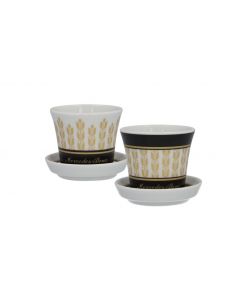 Espresso cups, set, 90 ml, 4-piece, black / white / gold-colored, B66042028 buy in USA