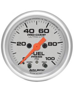 Autometer Ultra-Lite 52mm 0-100 PSI Fuel Pressure w/ Peak Memory Warning Gauge buy in USA