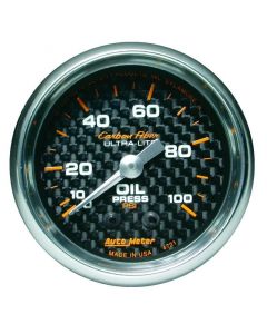 Autometer Carbon Fiber 52mm 100 PSI Mechanical Oil Pressure Gauge buy in USA