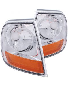 ANZO Corner Lights 1997-2003 Ford F-150 HARLEY - DAVIDSON Style Corner Lights Chrome w/ Amber Rflct buy in USA