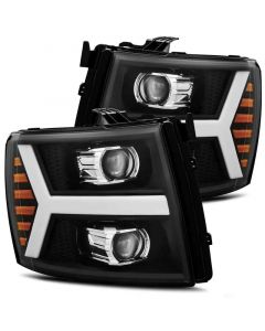 AlphaRex 07-13 Chevy 1500HD PRO-Series Proj Headlight Plank Style Matte Blk w/Activ Light/Seq Signal buy in USA