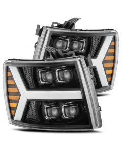 AlphaRex 07-13 Chevy 1500HD(NewBody) NOVA LED Proj Headlight Plank Sty Glos Blk w/Activ Lite/Seq Sig buy in USA