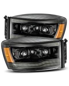 AlphaRex 06-08 Dodge Ram 1500HD LUXX LED Projector Headlights Plank Style Alpha Blk w/Seq Signal/DRL buy in USA