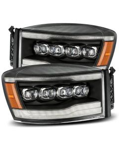 AlphaRex 06-08 Dodge Ram 1500HD NOVA LED ProjHeadlights Plank Style Blk w/Seq Signal/DRL/Amber LED buy in USA