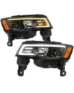 ANZO 2017-2018 Jeep Grand Cherokee Projector Headlights w/ Plank Style Switchback - Chrome w/ Amber buy in USA