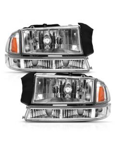 ANZO 1997-2004 Dodge Dakota Crystal Headlight Set Chrome Amber buy in USA