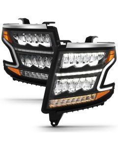 ANZO 15-20 Chevy Tahoe/Suburban LED Light Bar Style Headlights Black w/Sequential w/DRL w/Amber buy in USA