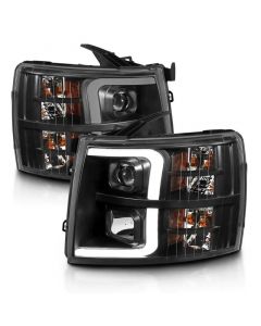 ANZO 07-13 Chevrolet Silverado 3500 Projector Headlights - Black Amber buy in USA