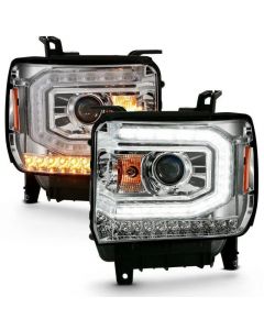 ANZO 2016-2019 Gmc Sierra 1500 Projector Headlight Plank Style Chrome w/ Sequential Amber Signal buy in USA