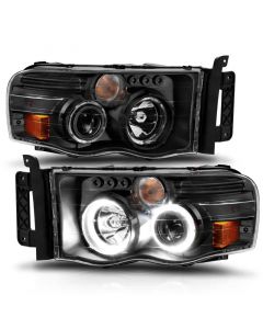 ANZO 2002-2005 Dodge Ram 1500 Projector Headlights w/ Halo Black Clear Amber buy in USA