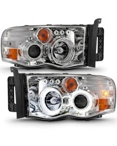 ANZO 2002-2005 Dodge Ram 1500 Projector Headlights w/ Halo Chrome Clear Amber buy in USA