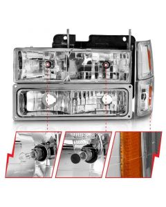 ANZO 88-98 Chevrolet C1500 Crystal Headlights Chrome w/ Signal and Side Marker Lights buy in USA