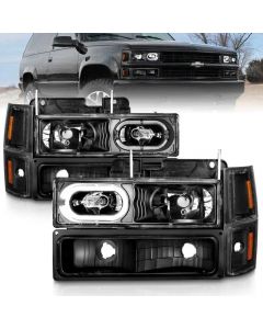 ANZO 88-98 Chevrolet C1500 Crystal Headlights Black Housing w/ Signal and Side Marker Lights buy in USA