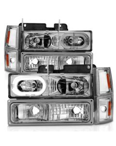 ANZO 88-98 Chevrolet C1500 Crystal Headlights Chrome Housing w/ Signal and Side Marker Lights buy in USA