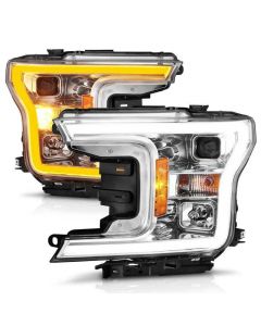 ANZO 2018-2020 Ford F-150 Projector Headlight w/Plank Style Switchback Chrome Housing buy in USA