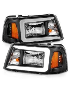 ANZO 2001-2011 Ford Ranger Crystal Headlights w/ Light Bar Black Housing buy in USA