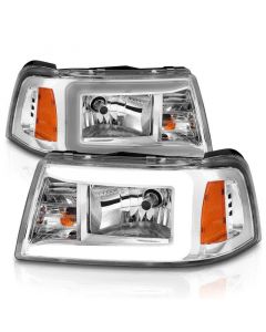 ANZO 2001-2011 Ford Ranger Crystal Headlights w/ Light Bar Chrome Housing buy in USA