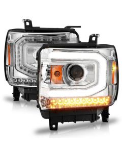 ANZO 2014-2015 Gmc Sierra 1500 Projector Headlights w/ Light Bar Chrome Housing (Halogen Type) buy in USA