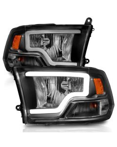 ANZO 2009-2018 Dodge Ram 1500 Crystal Headlights w/ Light Bar Black Housing buy in USA