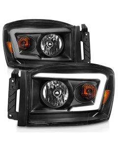 Anzo 06-09 Dodge RAM 1500/2500/3500 Headlights Black Housing/Clear Lens (w/ Light Bars) buy in USA