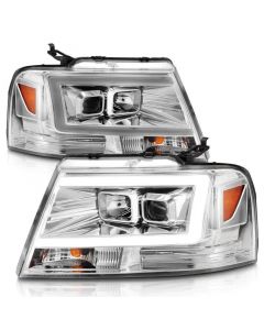 ANZO 2004-2008 Ford F-150 Projector Headlights w/ Light Bar Chrome Housing buy in USA