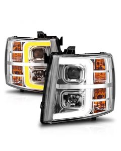 ANZO 2007-2013 Chevrolet Silverado 1500 Projector w/ Light Bar Chrome Housing w/ Sequential buy in USA