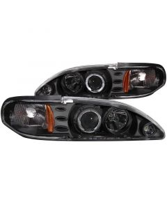 ANZO 1994-1998 Ford Mustang Projector Headlights w/ Halo Black 1pc buy in USA