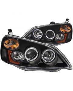 ANZO 2001-2003 Honda Civic Projector Headlights w/ Halo Black buy in USA