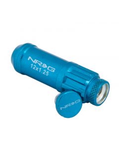 NRG 700 Series M12 X 1.25 Steel Lug Nut w/Dust Cap Cover Set 21 Pc w/Locks & Lock Socket - Blue buy in USA