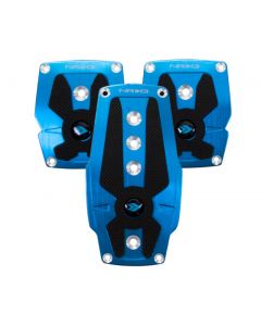 NRG Brushed Aluminum Sport Pedal M/T - Blue w/Black Rubber Inserts buy in USA