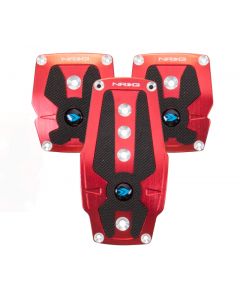 NRG Brushed Aluminum Sport Pedal M/T - Red w/Black Rubber Inserts buy in USA