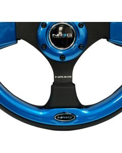 NRG Reinforced Steering Wheel (320mm) Blk w/Blue Trim buy in USA