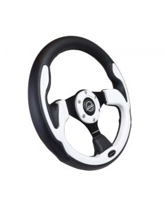 NRG Reinforced Steering Wheel (320mm) Blk w/White Trim & 4mm 3-Spoke buy in USA