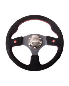 NRG Reinforced Steering Wheel (320mm) Blk Suede w/Dual Buttons buy in USA