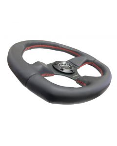 NRG Reinforced Steering Wheel (320mm Horizontal / 330mm Vertical) Leather w/Red Stitching buy in USA