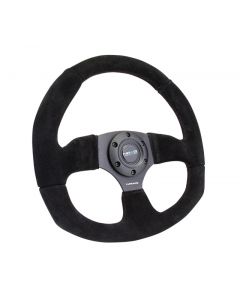 NRG Reinforced Steering Wheel (320mm Horizontal / 330mm Vertical) Black Suede w/Black Stitching buy in USA