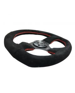 NRG Reinforced Steering Wheel (320mm Horizontal / 330mm Vertical) Suede w/Red Stitch buy in USA