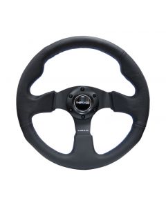 NRG Reinforced Steering Wheel (320mm) Black Leather w/Blue Stitching buy in USA