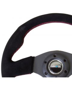 NRG Reinforced Steering Wheel (320mm) Suede w/Red Stitch buy in USA