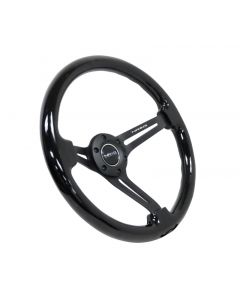 NRG Reinforced Steering Wheel (350mm / 3in. Deep) Blk Wood w/Blk Matte Spoke/Black Center Mark buy in USA