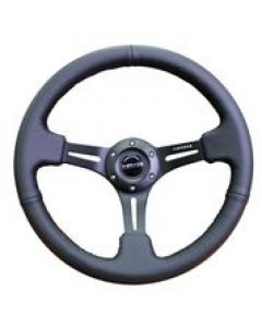 NRG Reinforced Steering Wheel (350mm / 3in. Deep) Black Leather w/ Black Stitching buy in USA