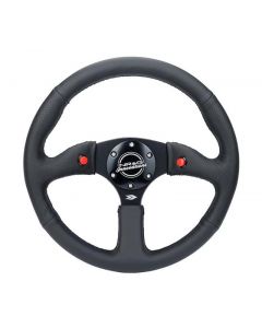 NRG Reinforced Steering Wheel (350mm/ 2.5in. Deep) Sport Leather Racing/ 4mm Matte Black Spoke buy in USA