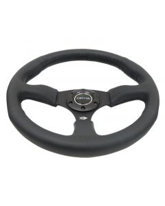 NRG Reinforced Steering Wheel (350mm / 2.5in. Deep) Blk Leather Comfort Grip w/5mm Matte Blk Spokes buy in USA