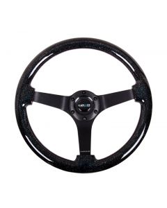 NRG Reinforced Steering Wheel (350mm / 3in Deep) Classic Blk Sparkle Wood Grain w/Blk 3-Spoke Center buy in USA