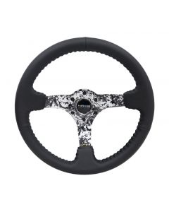 NRG Reinforced Steering Wheel (350mm / 3in. Deep) Blk Leather w/Hydrodipped Digi-Camo Spokes buy in USA