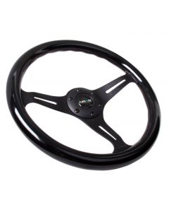 NRG Classic Wood Grain Steering Wheel (350mm) Black Paint Grip w/Black 3-Spoke Center buy in USA